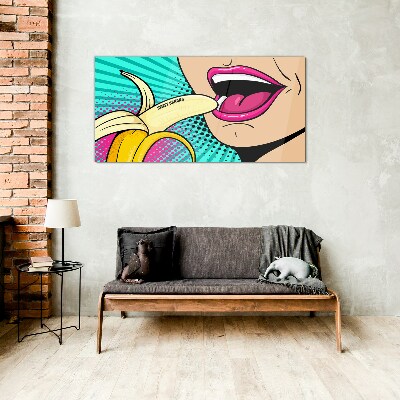 Schilderij op glas Zoete banaan in pop-artstijl