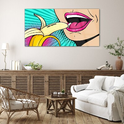 Schilderij op glas Zoete banaan in pop-artstijl