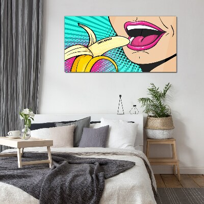 Schilderij op glas Zoete banaan in pop-artstijl