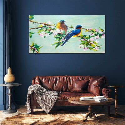 Glas foto Vogels op een bloeiende tak