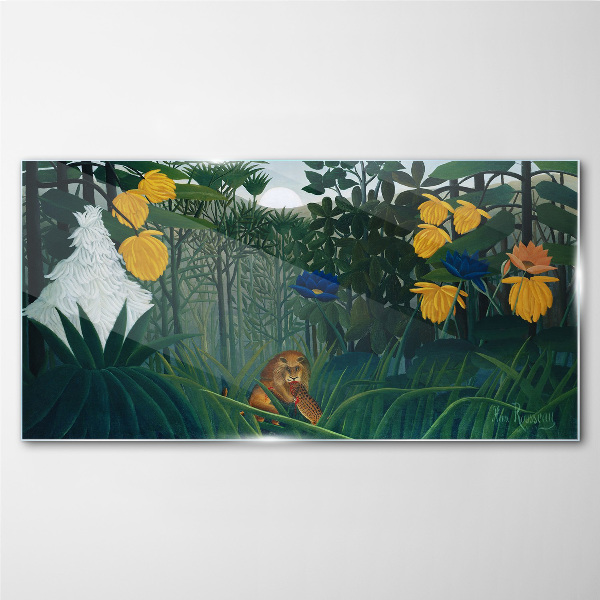 Foto op glas Mysterieus bos met wilde natuur