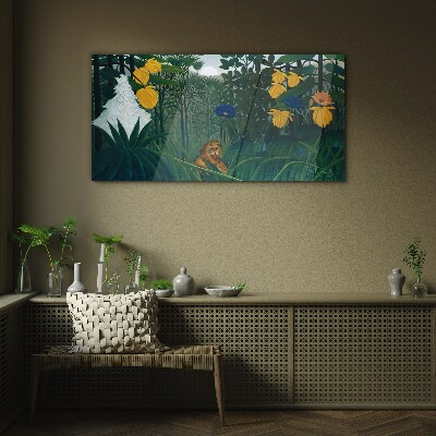 Foto op glas Mysterieus bos met wilde natuur