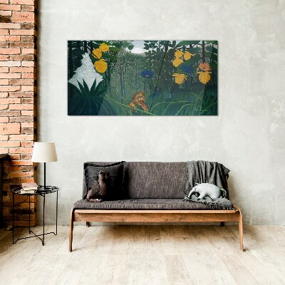 Foto op glas Mysterieus bos met wilde natuur