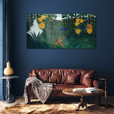 Foto op glas Mysterieus bos met wilde natuur