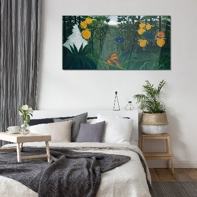 Foto op glas Mysterieus bos met wilde natuur