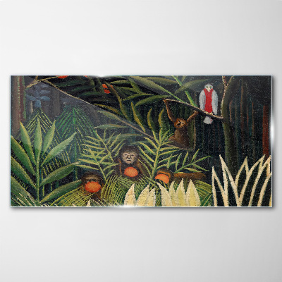 Glas foto Tropische jungle met apen