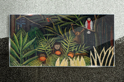 Glas foto Tropische jungle met apen