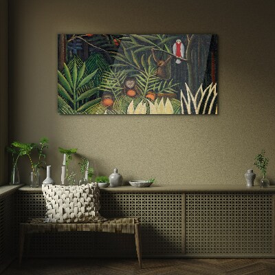 Glas foto Tropische jungle met apen