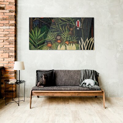 Glas foto Tropische jungle met apen
