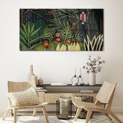 Glas foto Tropische jungle met apen