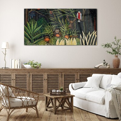 Glas foto Tropische jungle met apen