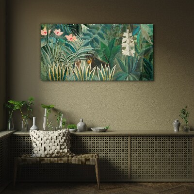 Foto op glas Mysterieus bos met wilde dieren