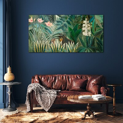 Foto op glas Mysterieus bos met wilde dieren