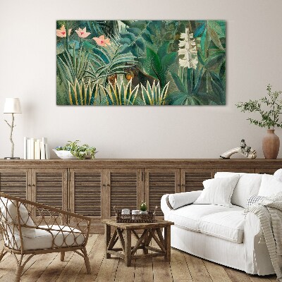 Foto op glas Mysterieus bos met wilde dieren