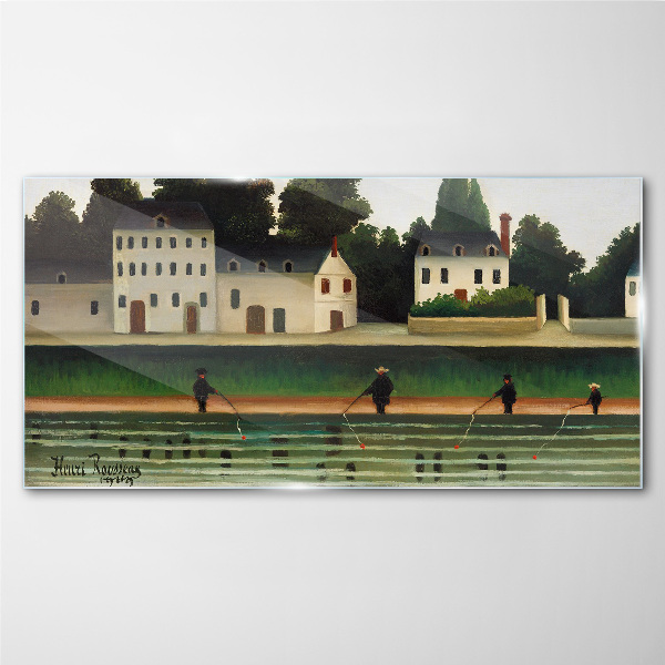 Schilderij op glas Visjagers aan de rivier