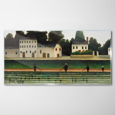 Schilderij op glas Visjagers aan de rivier