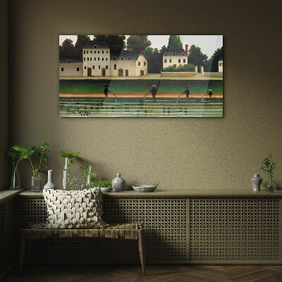 Schilderij op glas Visjagers aan de rivier