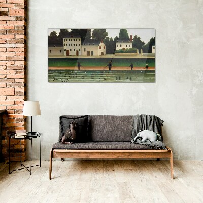 Schilderij op glas Visjagers aan de rivier