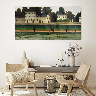 Schilderij op glas Visjagers aan de rivier