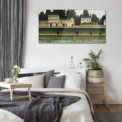 Schilderij op glas Visjagers aan de rivier