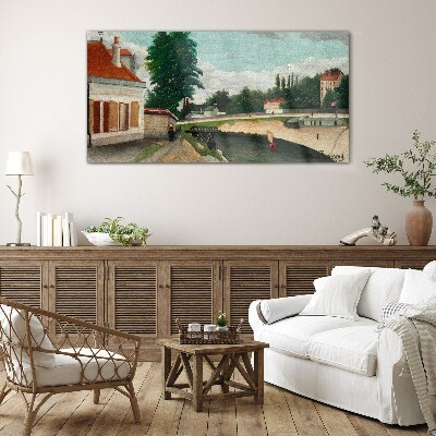 Foto op glas Een rustige rivieroever