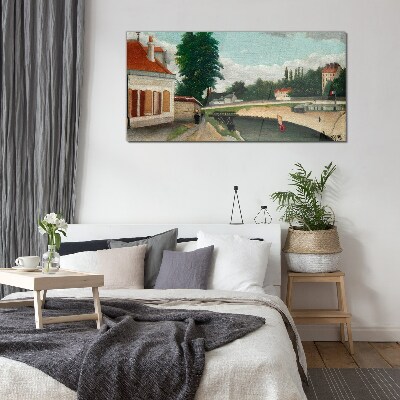 Foto op glas Een rustige rivieroever