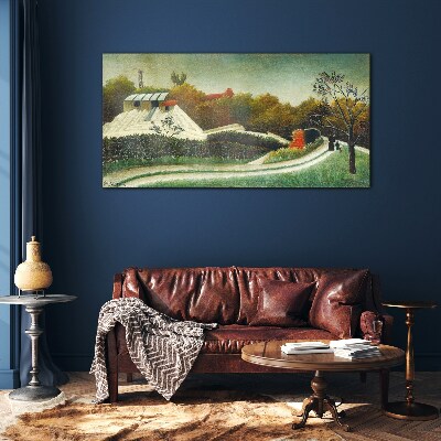 Foto op glas Landelijk landschap met bomen