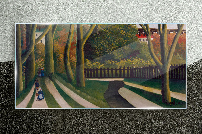 Schilderij op glas Een wandeling in het park