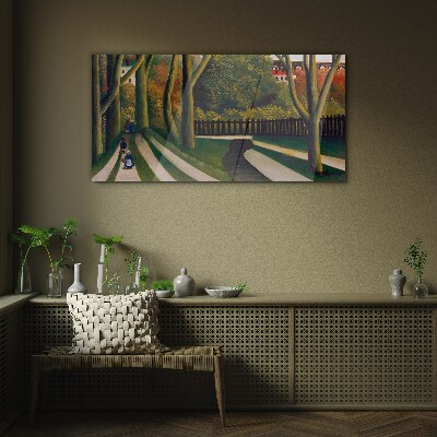 Schilderij op glas Een wandeling in het park