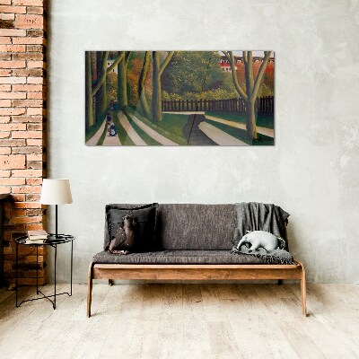 Schilderij op glas Een wandeling in het park