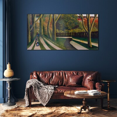 Schilderij op glas Een wandeling in het park