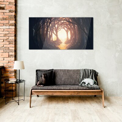 Foto op glas Licht in het bos