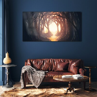 Foto op glas Licht in het bos