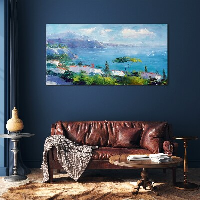 Schilderij op glas Zeegezicht in blauw