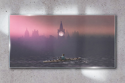 Schilderij op glas Ondergedompeld in de stadsmist