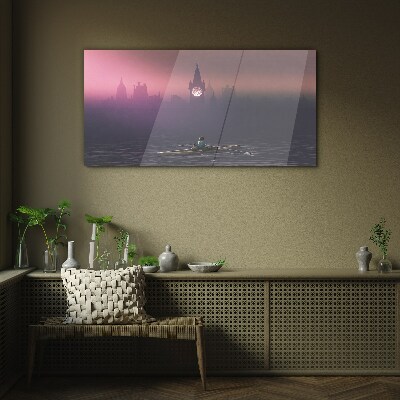 Schilderij op glas Ondergedompeld in de stadsmist