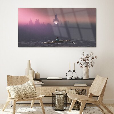 Schilderij op glas Ondergedompeld in de stadsmist