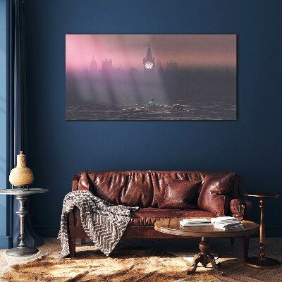 Schilderij op glas Ondergedompeld in de stadsmist