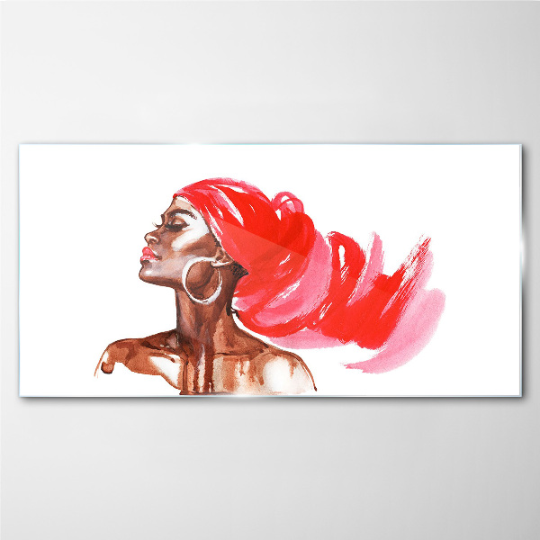 Glas foto Portret van een vrouw met rood haar