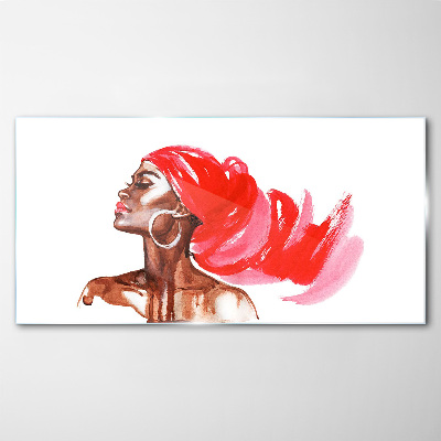 Glas foto Portret van een vrouw met rood haar