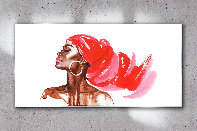 Glas foto Portret van een vrouw met rood haar