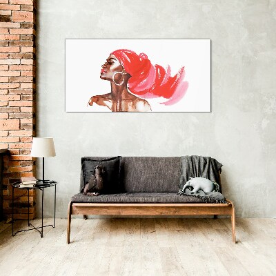 Glas foto Portret van een vrouw met rood haar