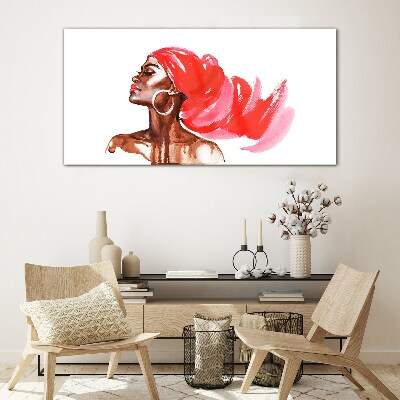 Glas foto Portret van een vrouw met rood haar