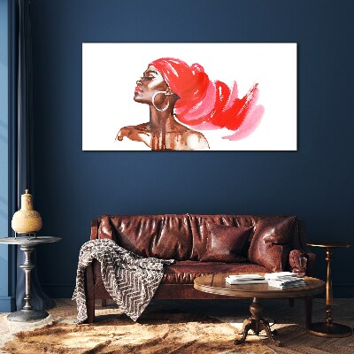 Glas foto Portret van een vrouw met rood haar