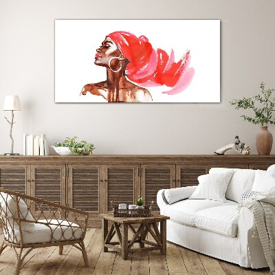 Glas foto Portret van een vrouw met rood haar