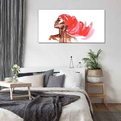 Glas foto Portret van een vrouw met rood haar