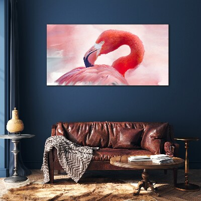 Foto op glas Roze flamingo in pastelkleuren