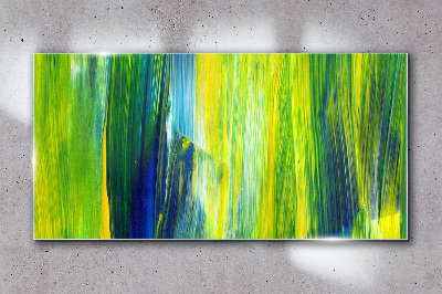 Foto op glas Groene en blauwe abstracte strepen