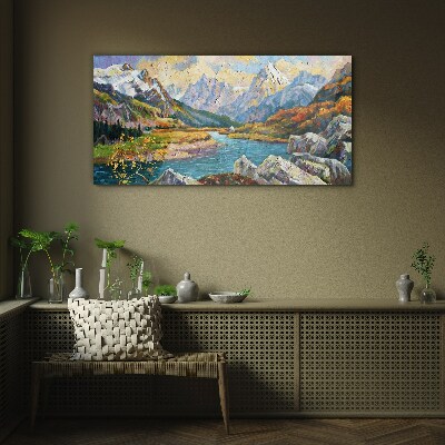 Glas foto Berglandschap met een rivier