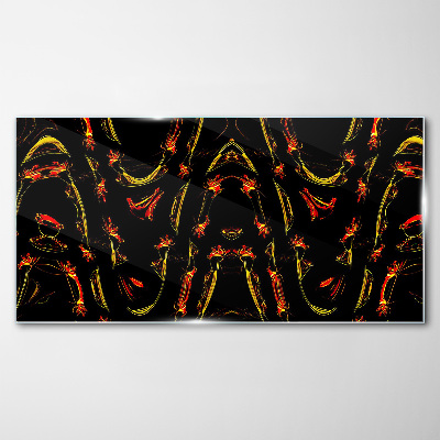 Glas foto Dynamische lijnen in rood en geel